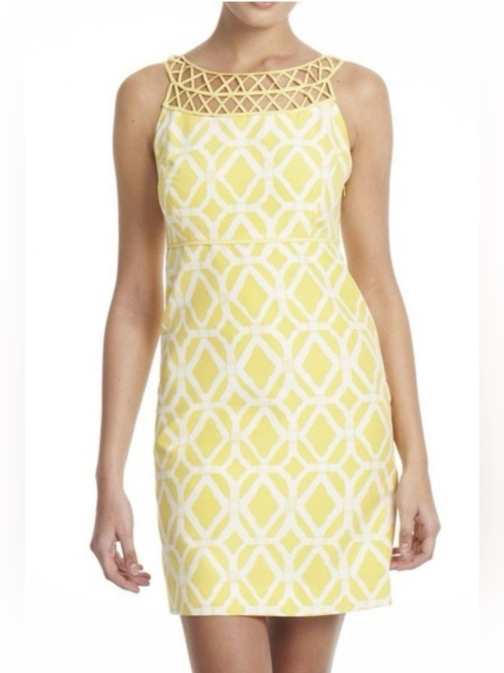 Lilly Pulitzer Yellow and White Sleeveless Shift Dress